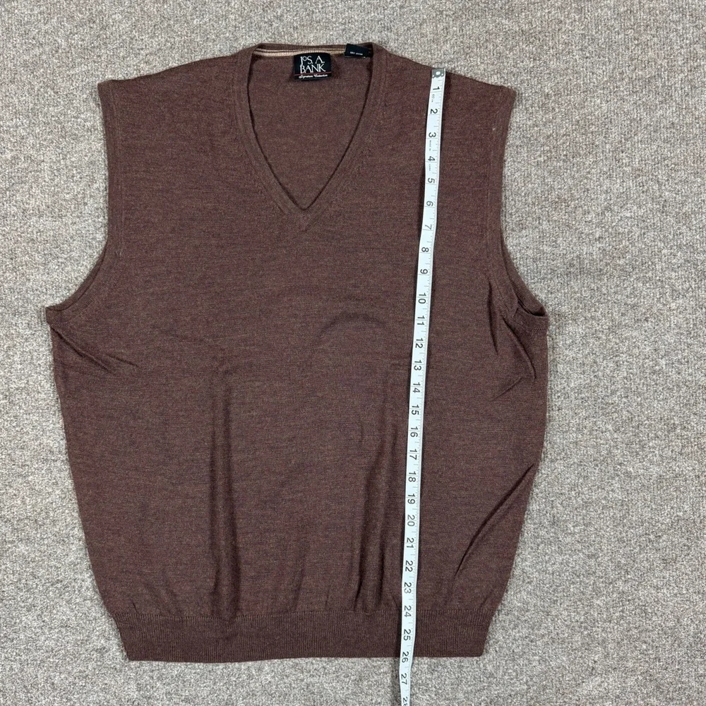 Jos. A. Bank Brown V-Neck Pullover Sweater Vest Men’s L 100% Merino Wool Preppy